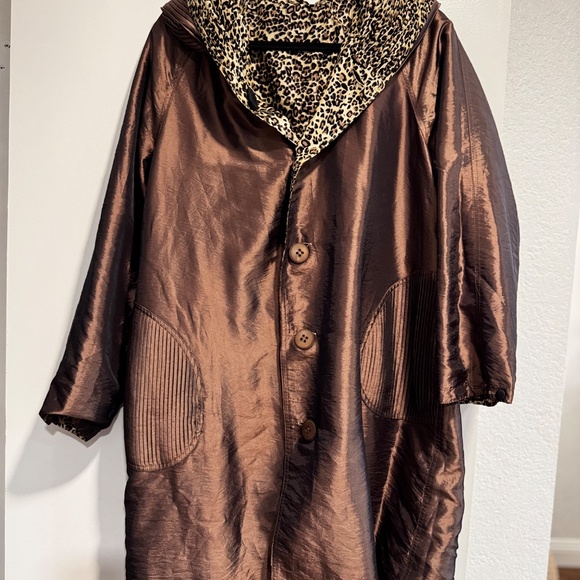 Reversible Leopard Print Trench Coat – Oversized Fit – Approx. XL - Picture 9 of 13